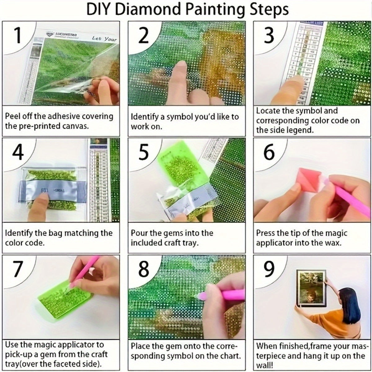 Frameless 5D Diamond Art Painting Kit Round Diamonds