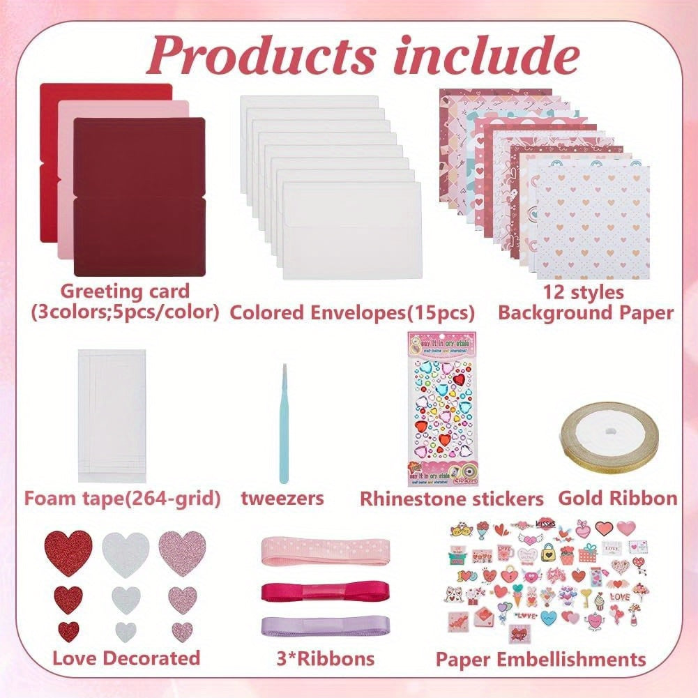 Valentine Card Making Kit With Envelopes And Ribbons