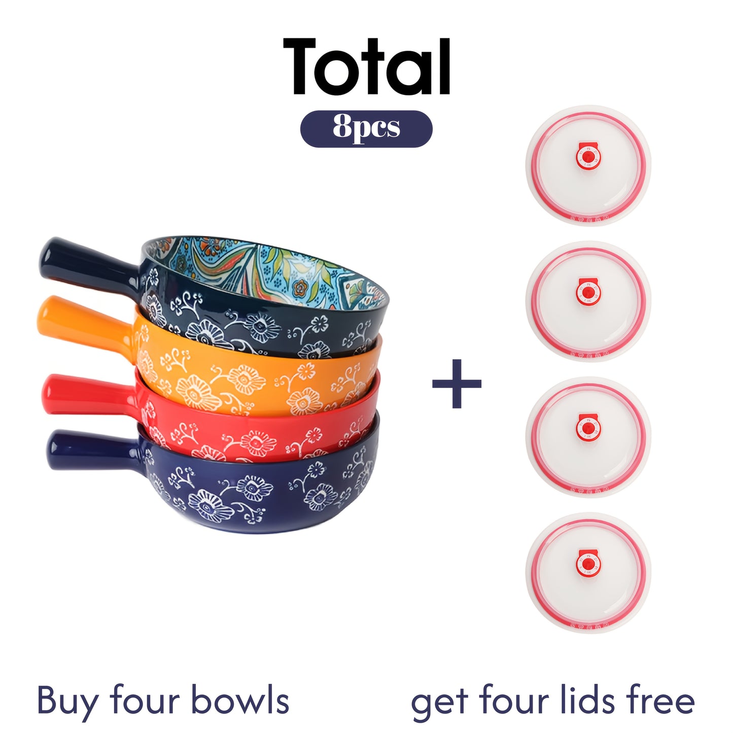 Zenora Bohemian Ceramic Bowls With Handle Heatproof Deep