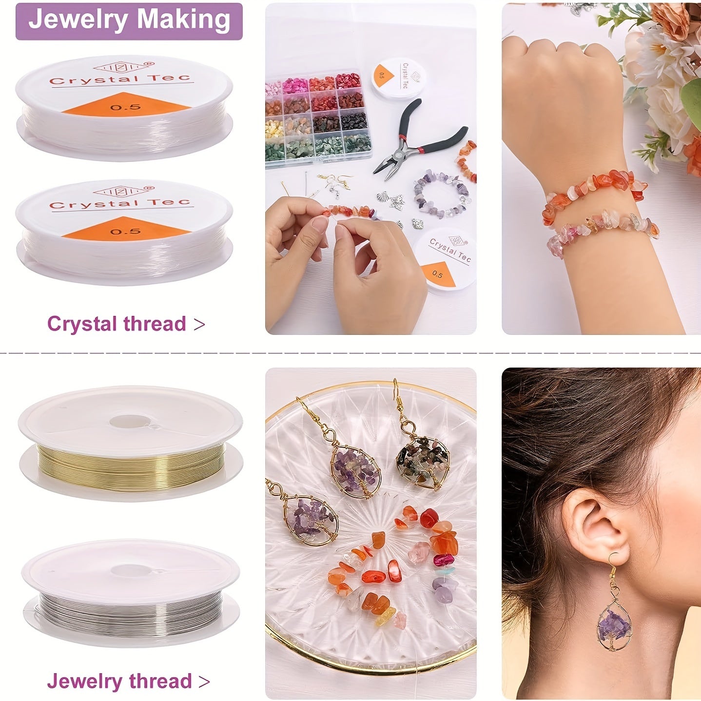 24 Grid Irregular Stone Beaded DIY Jewelry Kit With Tools