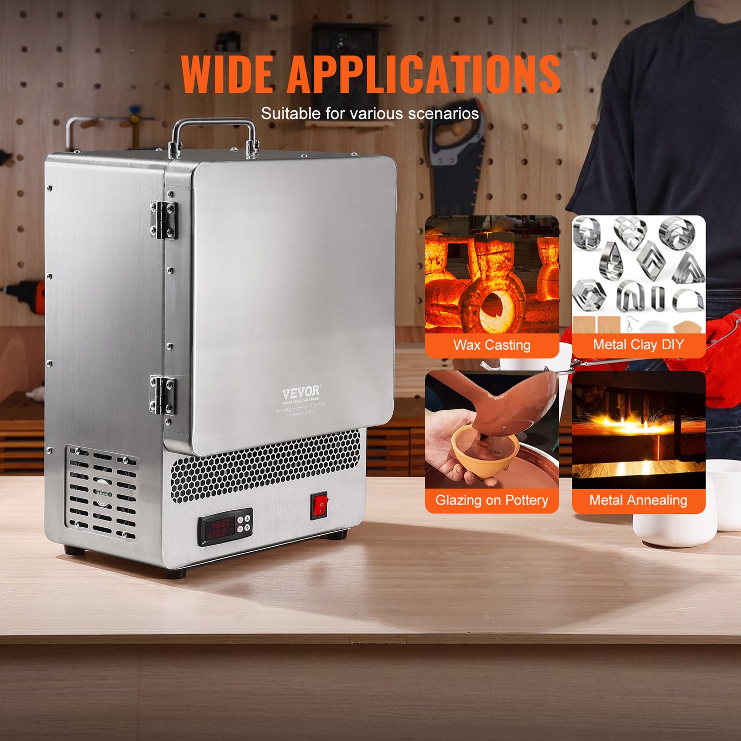 VEVOR Electric Kiln 1500W Desktop Wax Casting Kiln