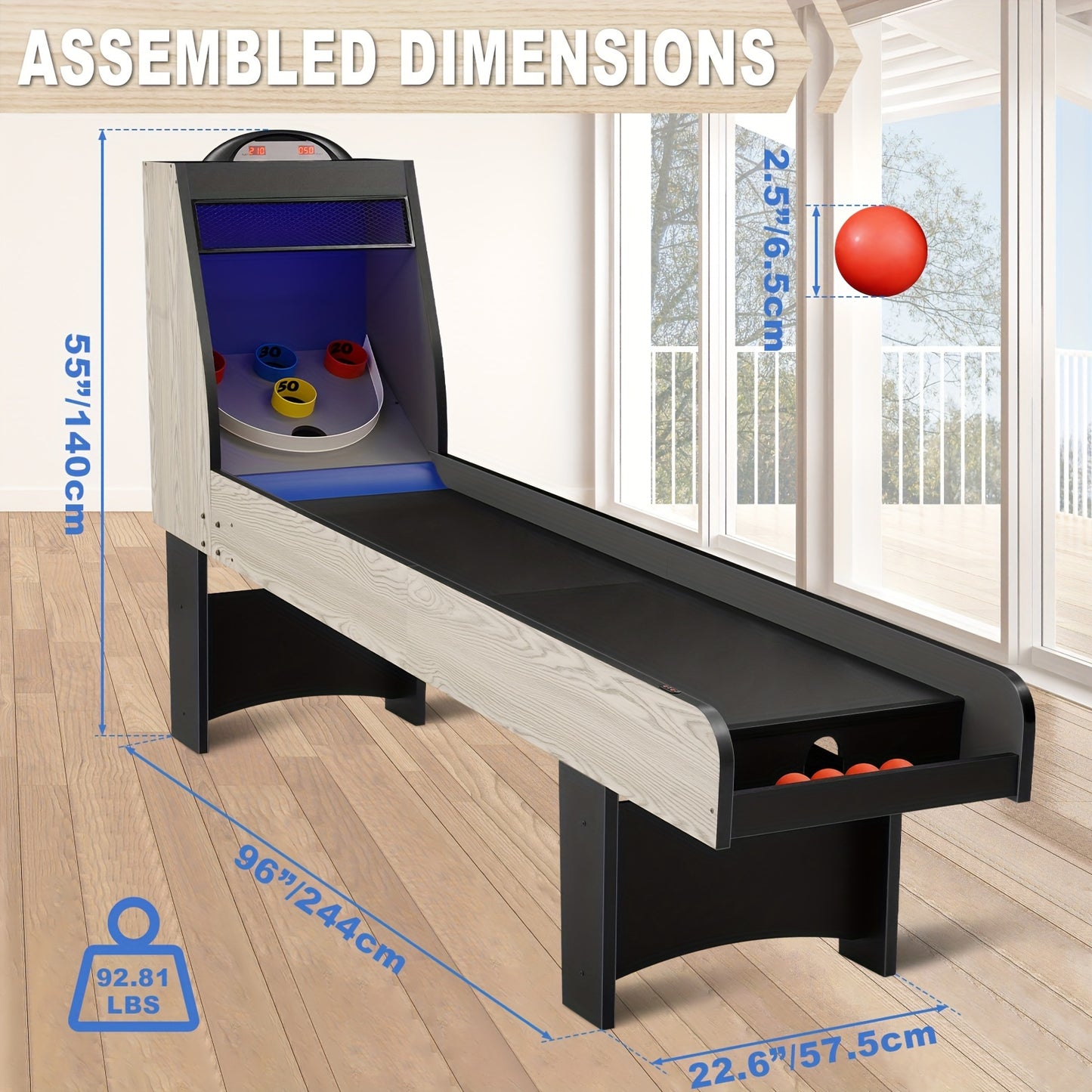 96 Inch Arcade Table Skee Ball Game For Home Game Room