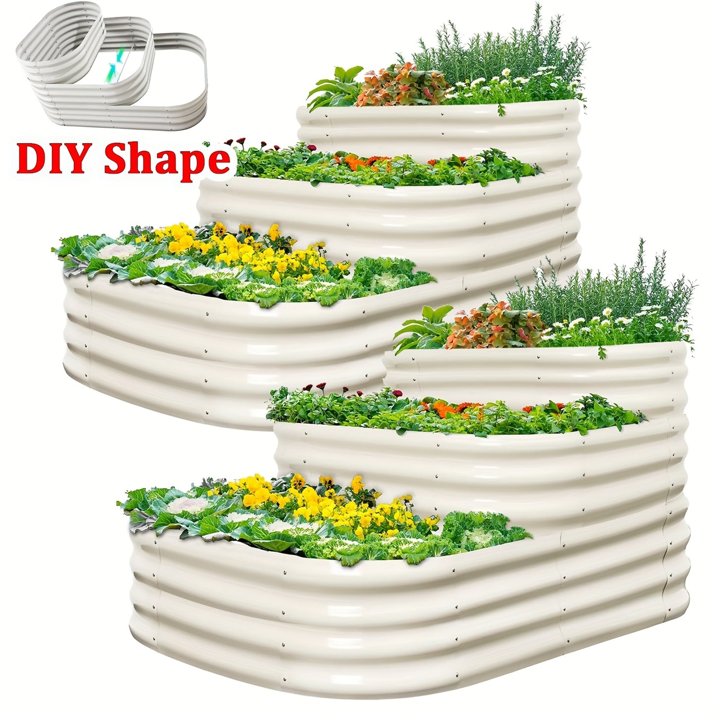 Three Tier Galvanized Steel Raised Garden Bed Kit Outdoor