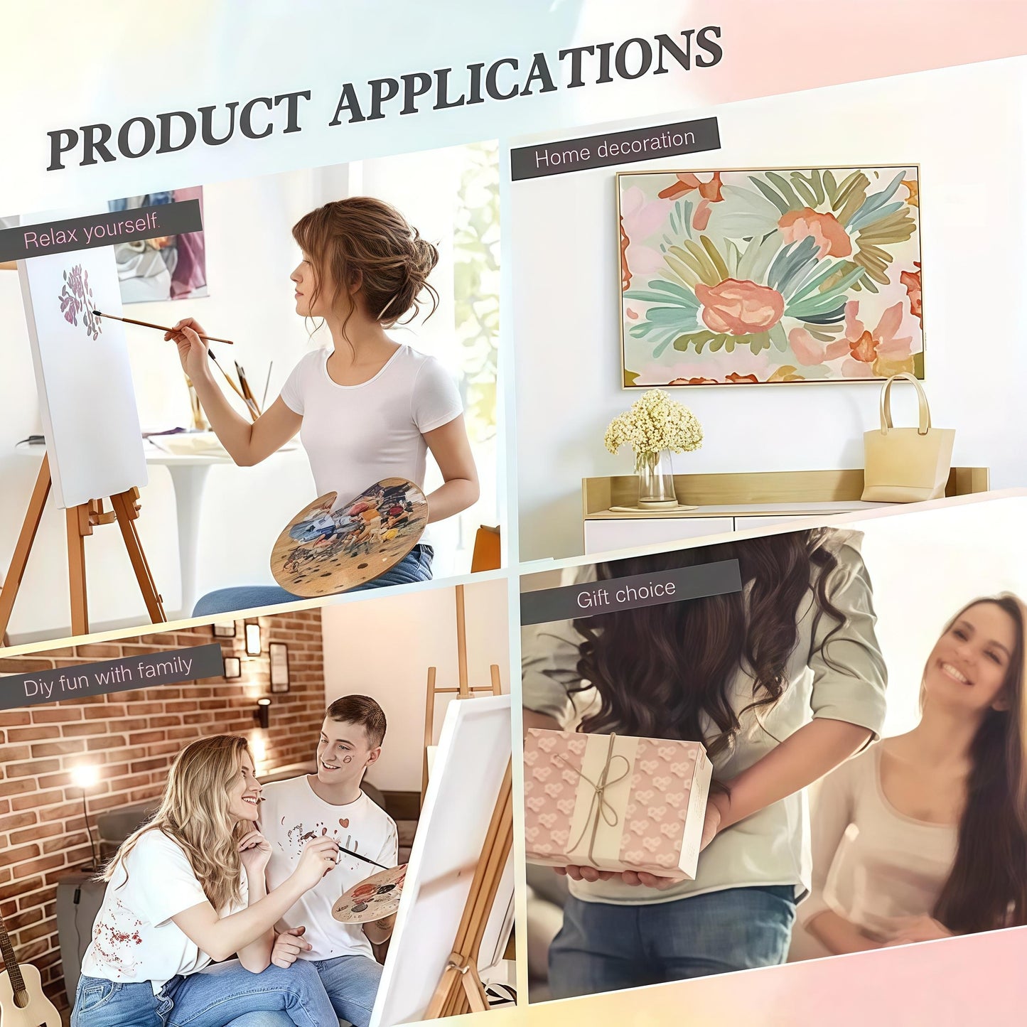 Adult Paint By Number Kit Rustic Floral Canvas Set Deluxe