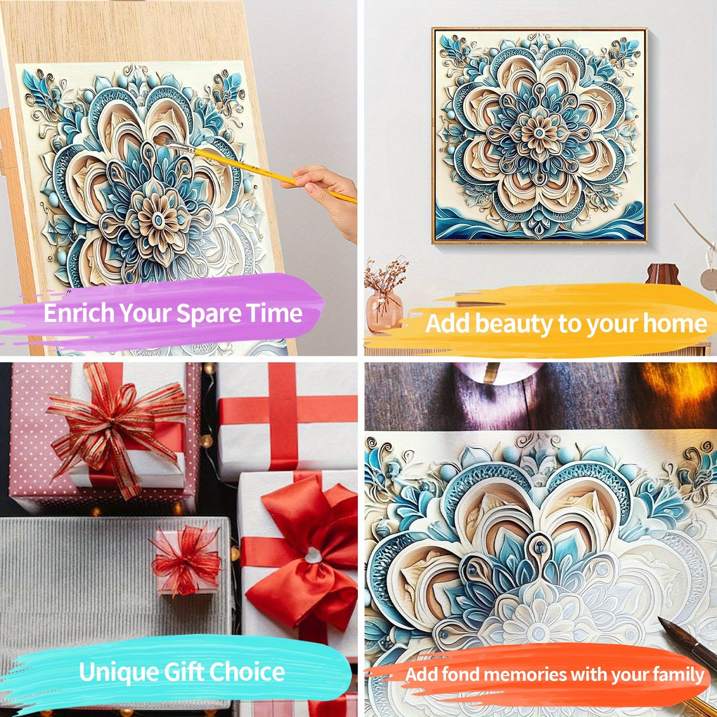 Paint By Numbers Kit For Adults 40x40cm Blue Flower