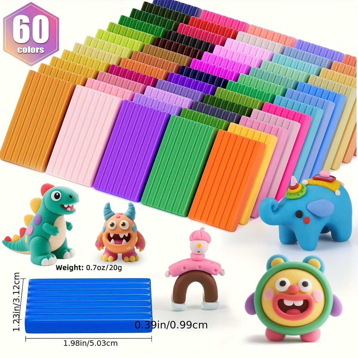 Esanda 60 Colors Polymer Clay Kit for Kids, Non-Toxic