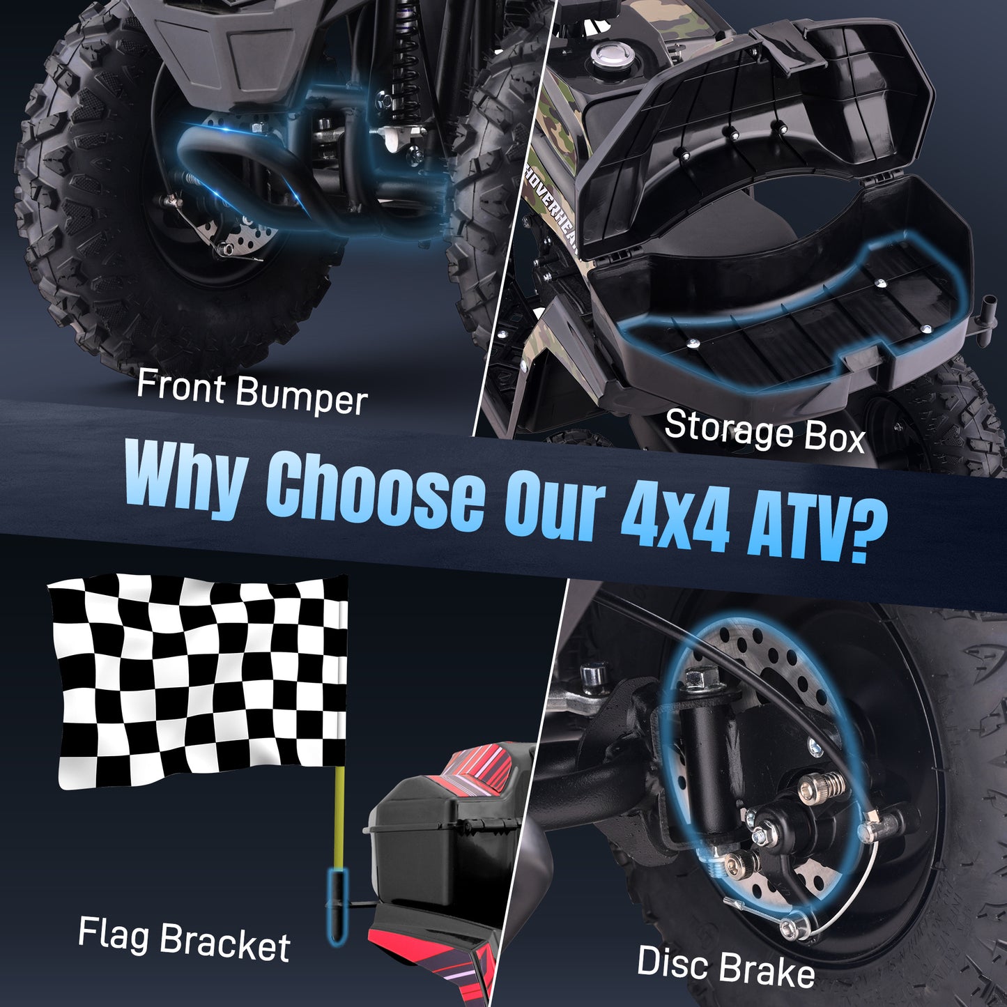 40CC 4-Stroke Kids Off-Road Quad Bike With Knobby Tires