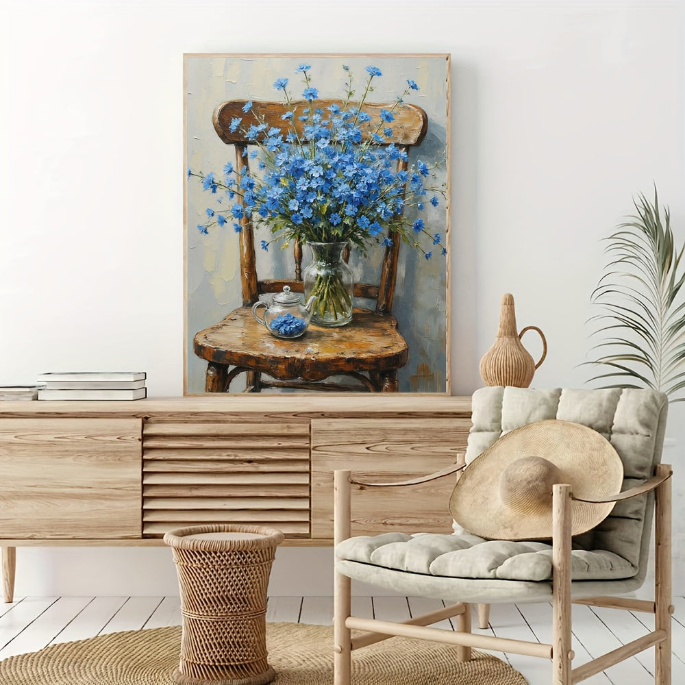Blue Floral Still Life Paint By Numbers Kit With Vase