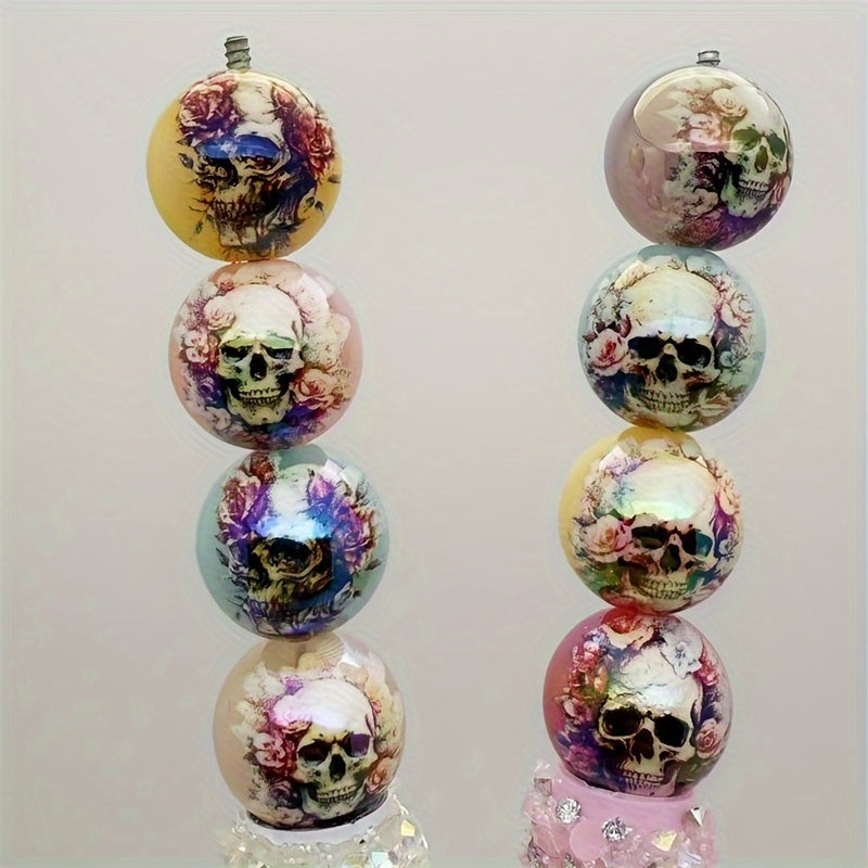 Gothic Floral Skull Beads Set Pastel Acrylic Jewelry Charms