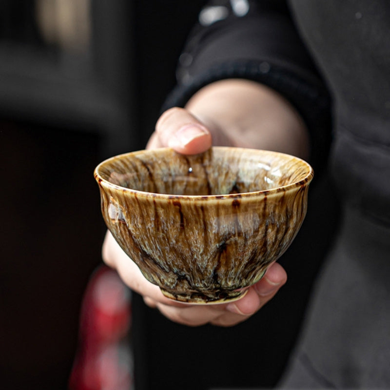 Handmade Ceramic Teacup Set With Unique Glaze Patterns Gift