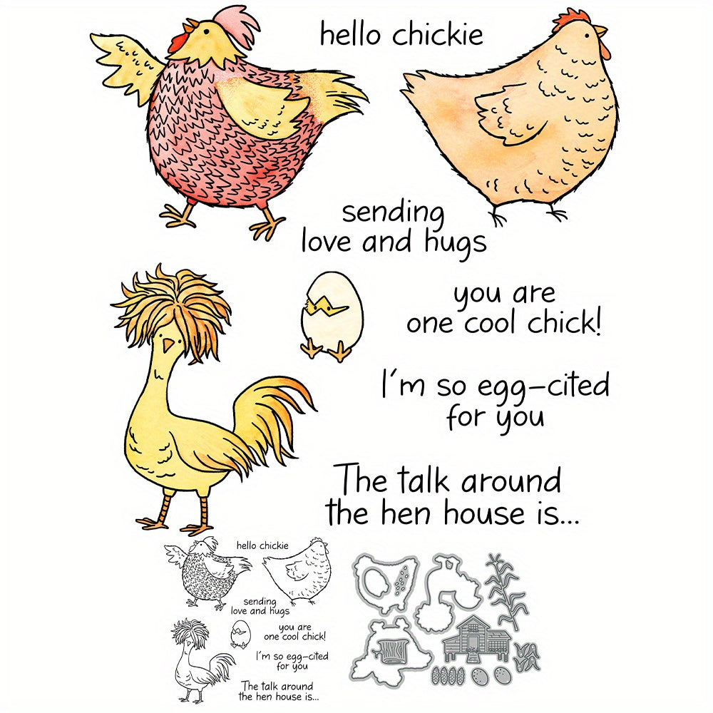 Charming Chicken Eggs Scrapbooking Kit With Stamps And Dies