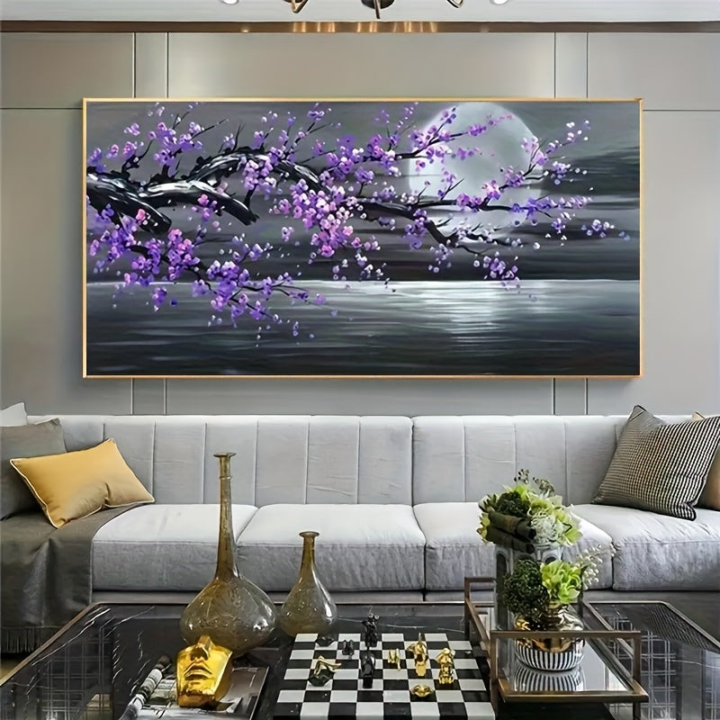 5D Diamond Art Painting Purple Plum Blossom Tree 15.7x31.5In
