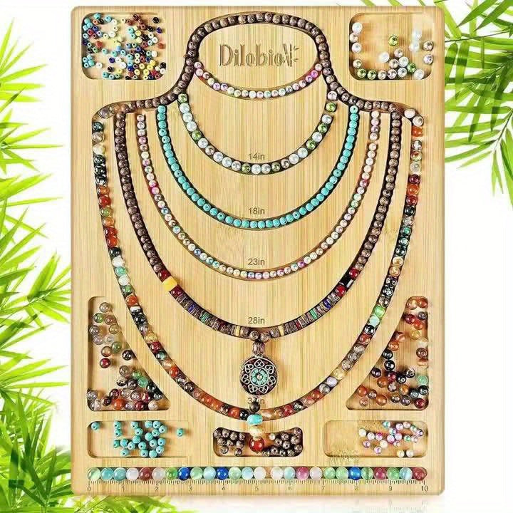Natural Bamboo Jewelry Board Bead Organizer Tray DIY