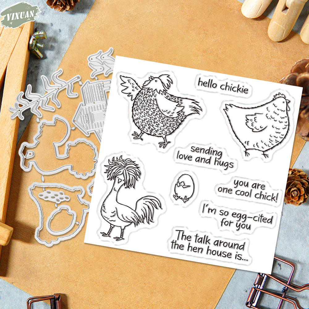 Charming Chicken Eggs Scrapbooking Kit With Stamps And Dies