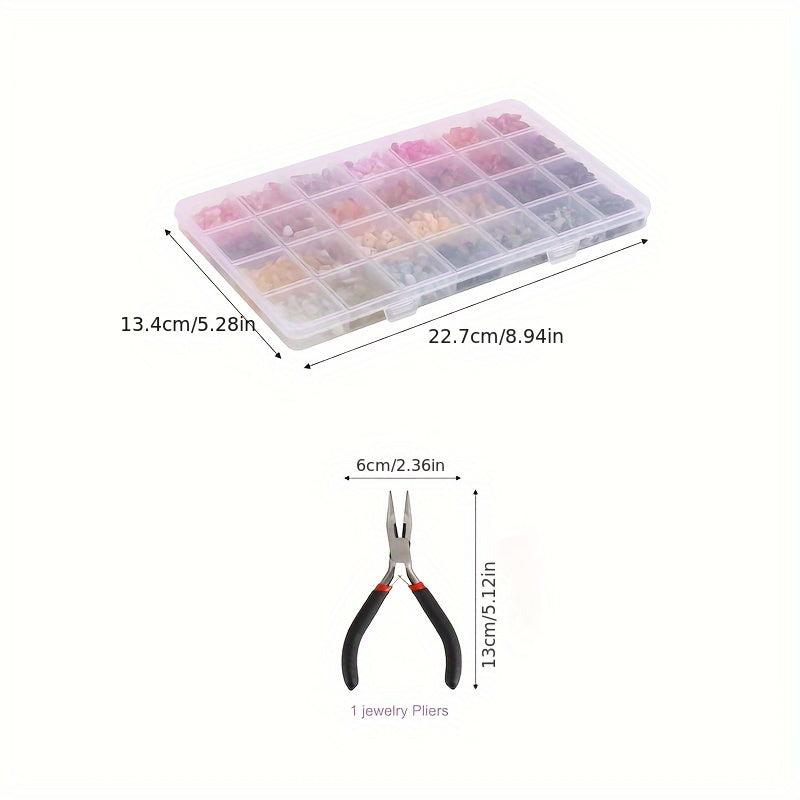 24 Grid Irregular Stone Beaded DIY Jewelry Kit With Tools