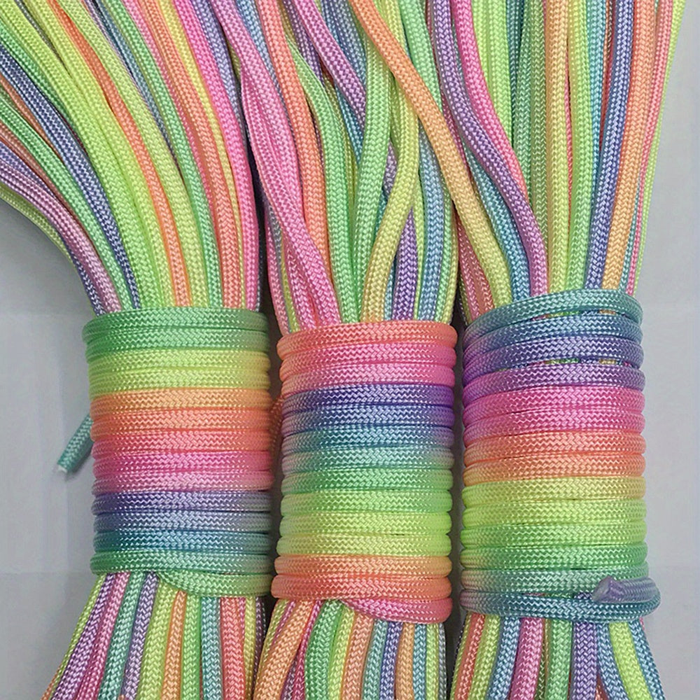 Fluorescent Rainbow Braided Rope 7 Core For DIY Macrame