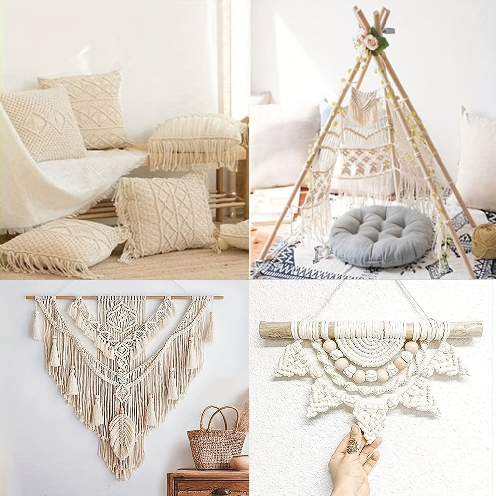 Beige Cotton Macrame Cord 4mm 1969 Inch For DIY Decor
