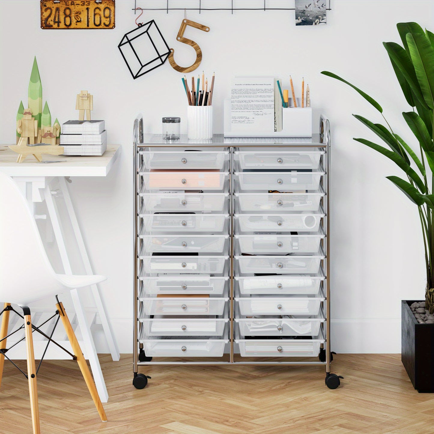 Lifezeal 20-Drawer Rolling Cart Storage Organizer Clear