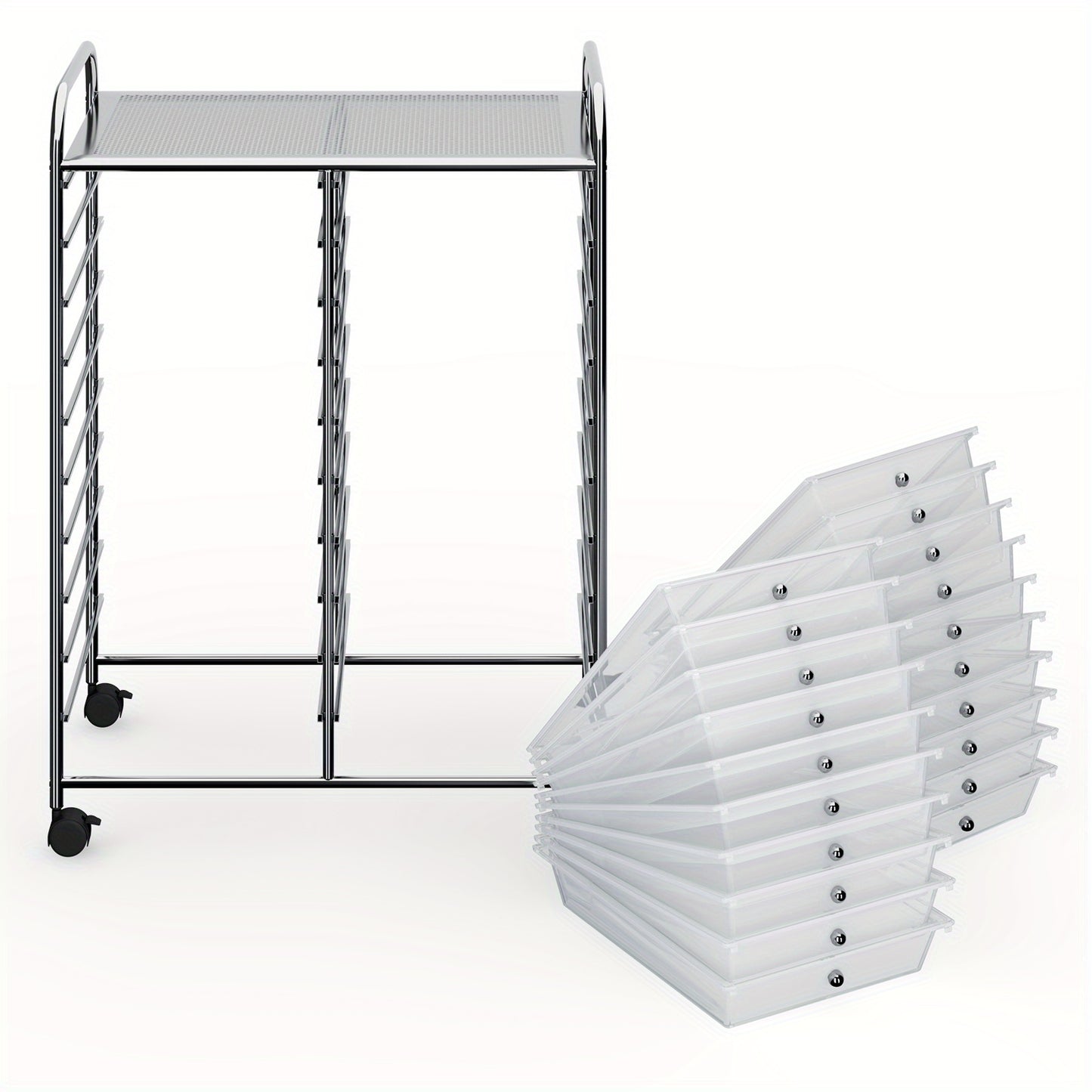 Lifezeal 20-Drawer Rolling Cart Storage Organizer Clear