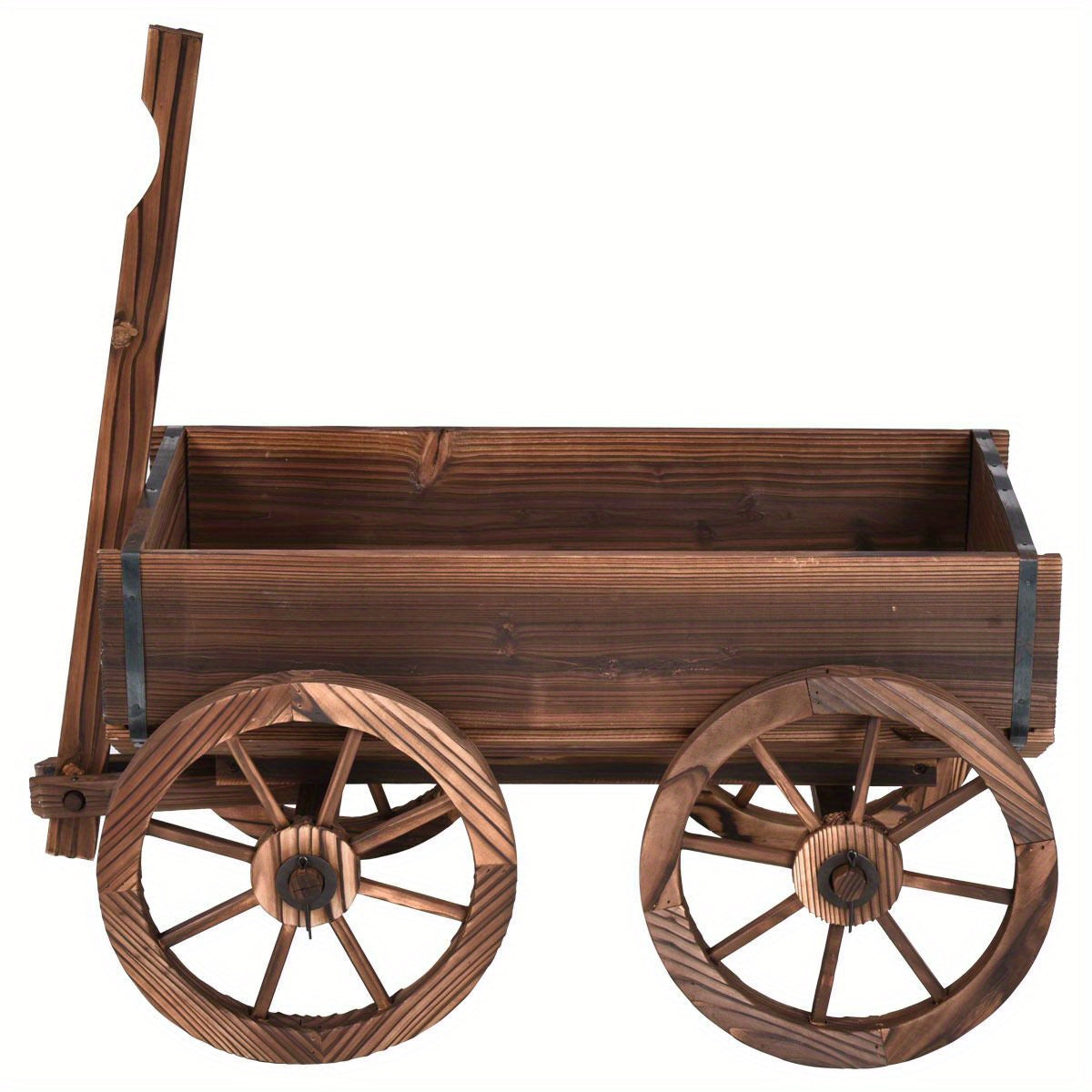 Multigot Wooden Wagon Planter Pot Stand With Wheels Garden