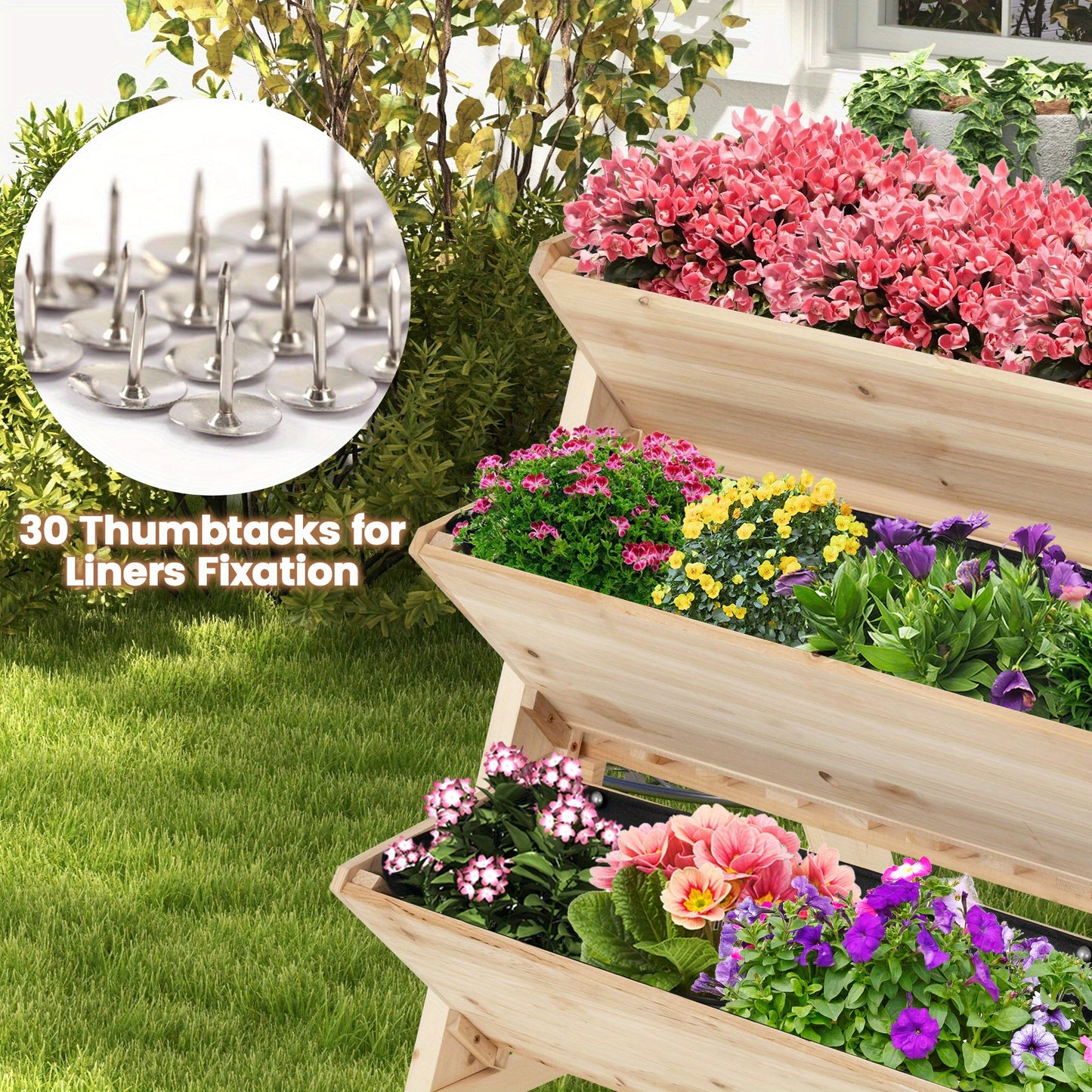 Multigot 3 Tier Raised Garden Bed With Storage Shelf Hooks