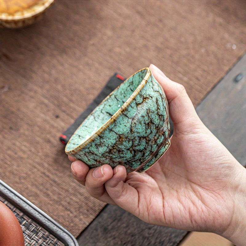 Handmade Ceramic Teacup Set With Unique Glaze Patterns Gift