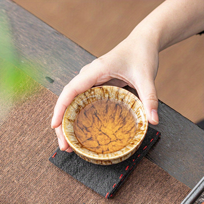 Handmade Ceramic Teacup Set With Unique Glaze Patterns Gift