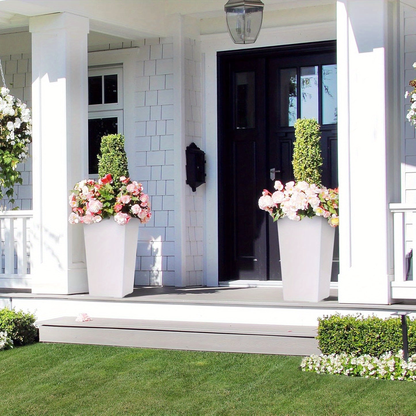 Tall Modern Planters Set Of 2 For Indoor Outdoor With Auto Watering