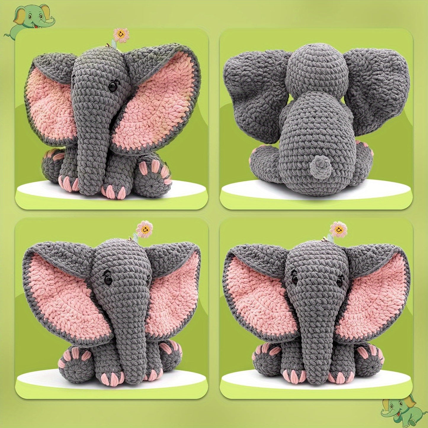 Crochet Starter Kit For Beginners Elephant Animal With Yarn