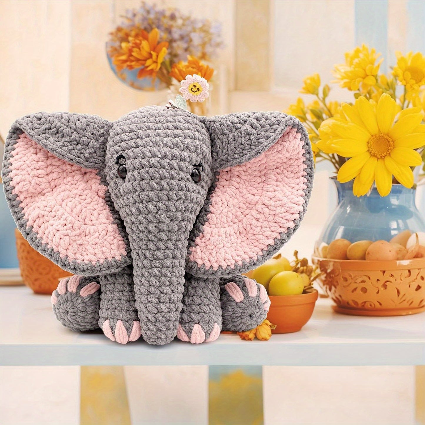 Crochet Starter Kit For Beginners Elephant Animal With Yarn