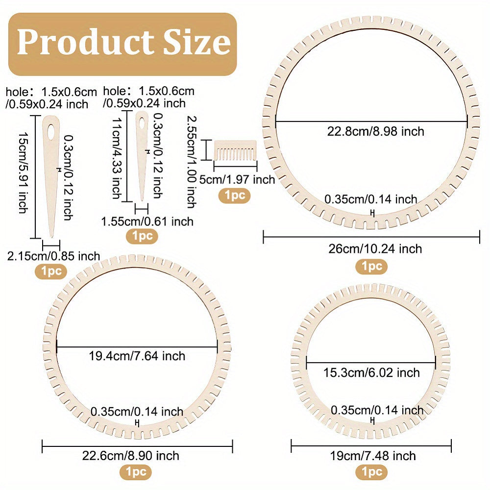 Wooden Circular Weaving Loom Kit for Beginners DIY Macrame