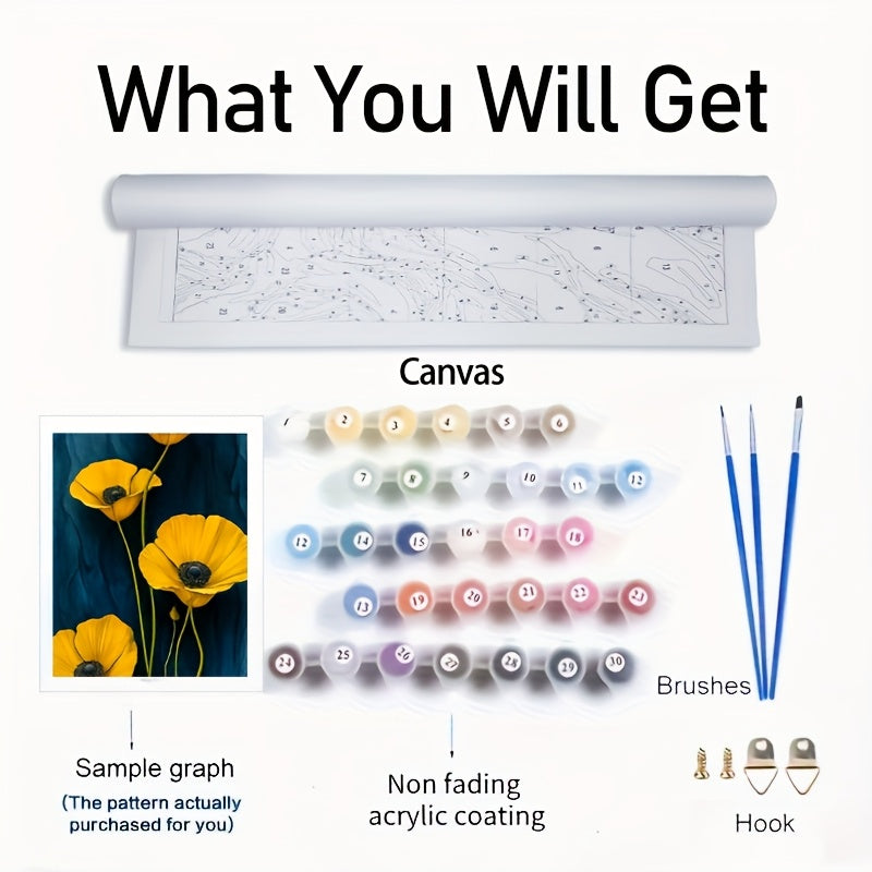 Vibrant Yellow Poppy DIY Paint By Numbers Kit Wall Art