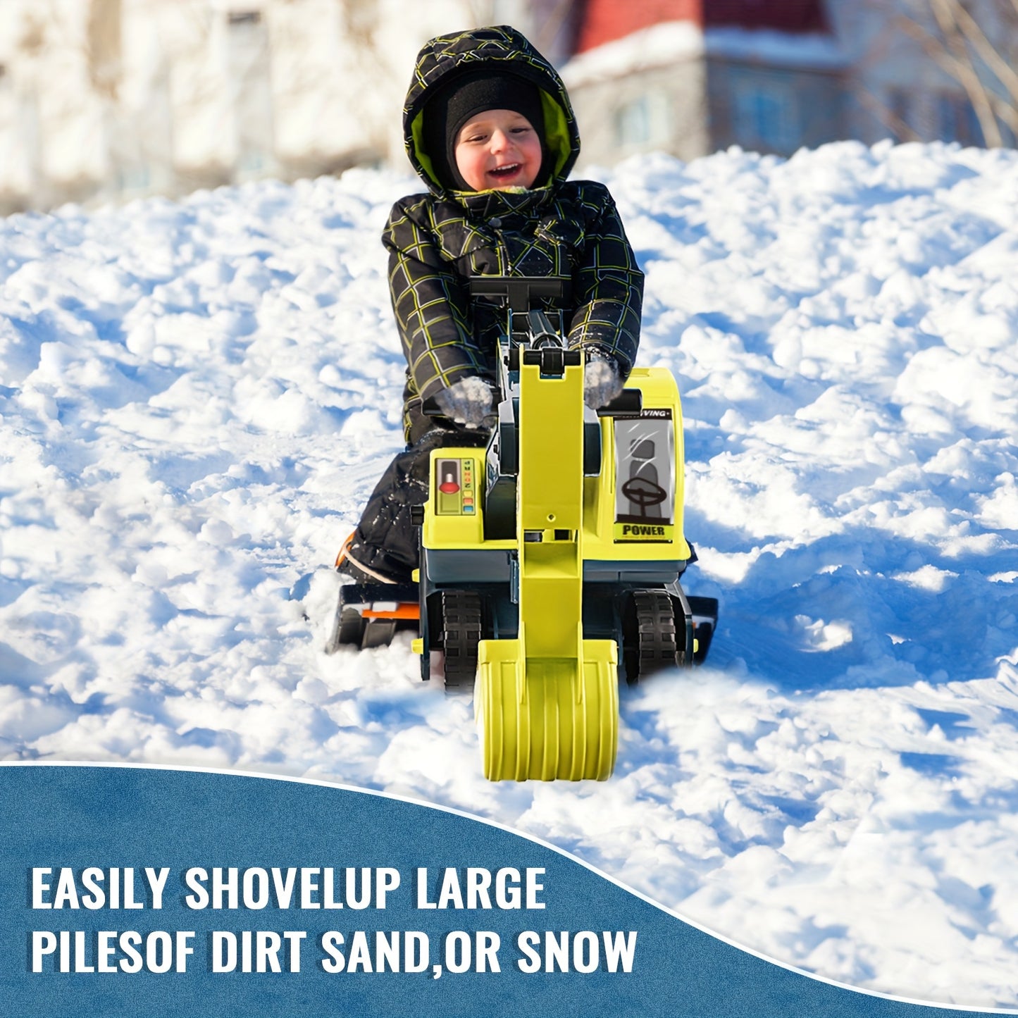 Push Powered Excavator Toy Car With Bumper Green Yellow