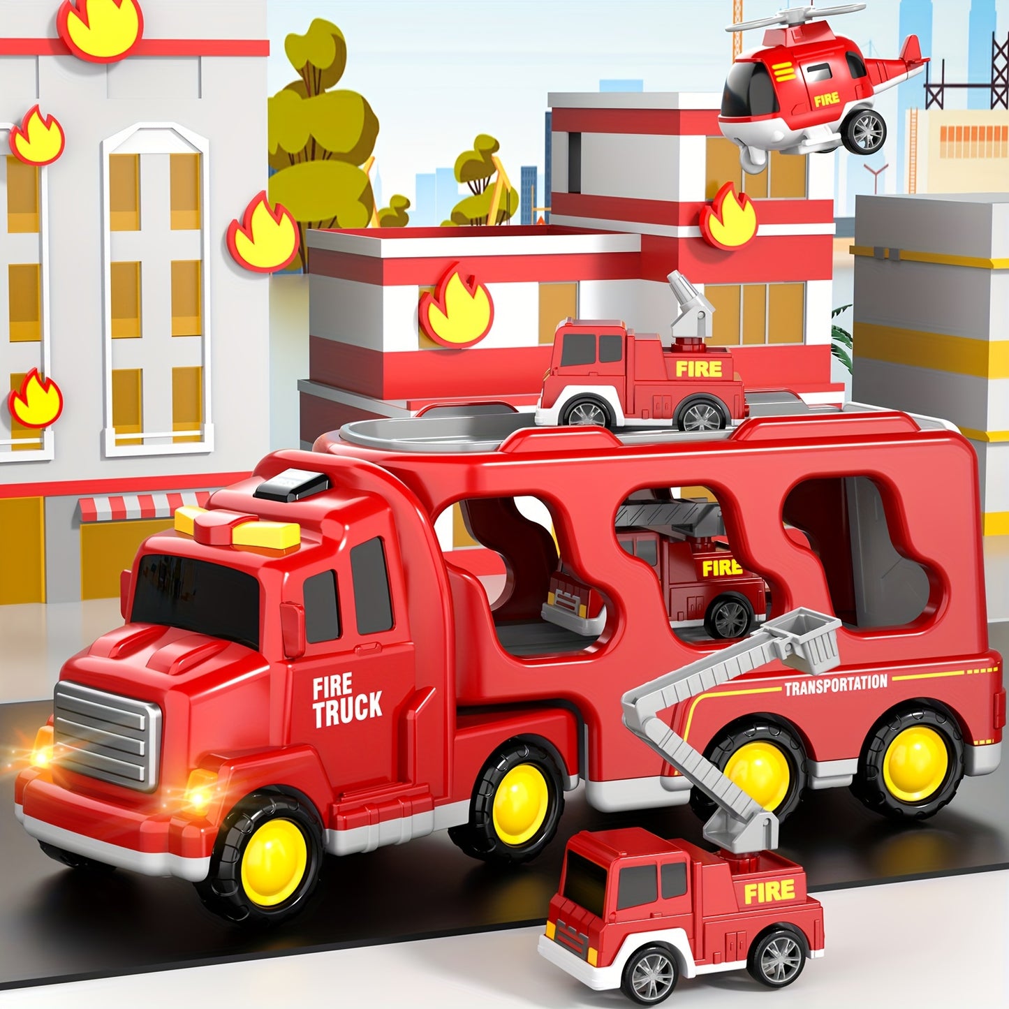 Fire Truck Toys For 3-5 Year Old Boys With Lights And Sounds