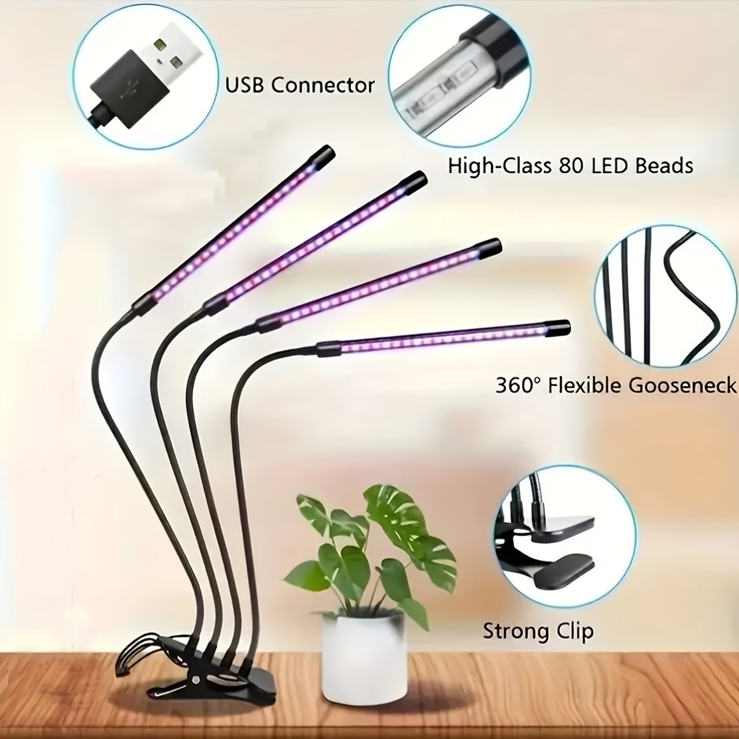 LED Plant Growth Light, Adjustable Indoor Lighting, 3 Modes
