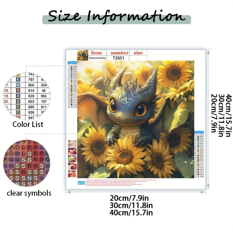 Beginner Friendly 5D Diamond Art: Sunflower Dragon Baby