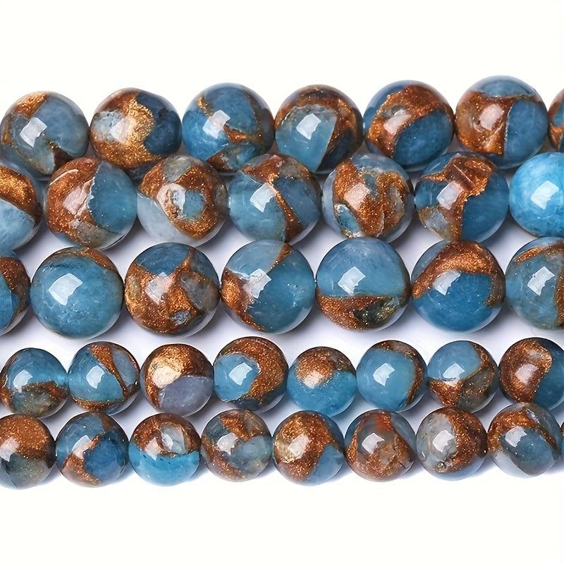 Blue Golden Veins Beads For Jewelry Making 4 6 8 10 12mm