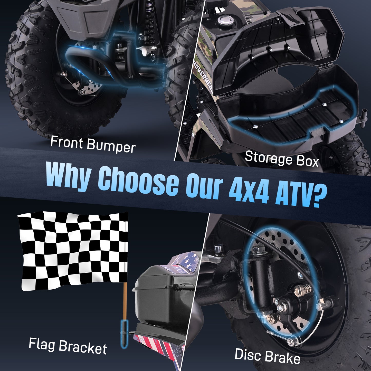 40CC 4-Stroke Kids Off-Road Quad Bike With Knobby Tires