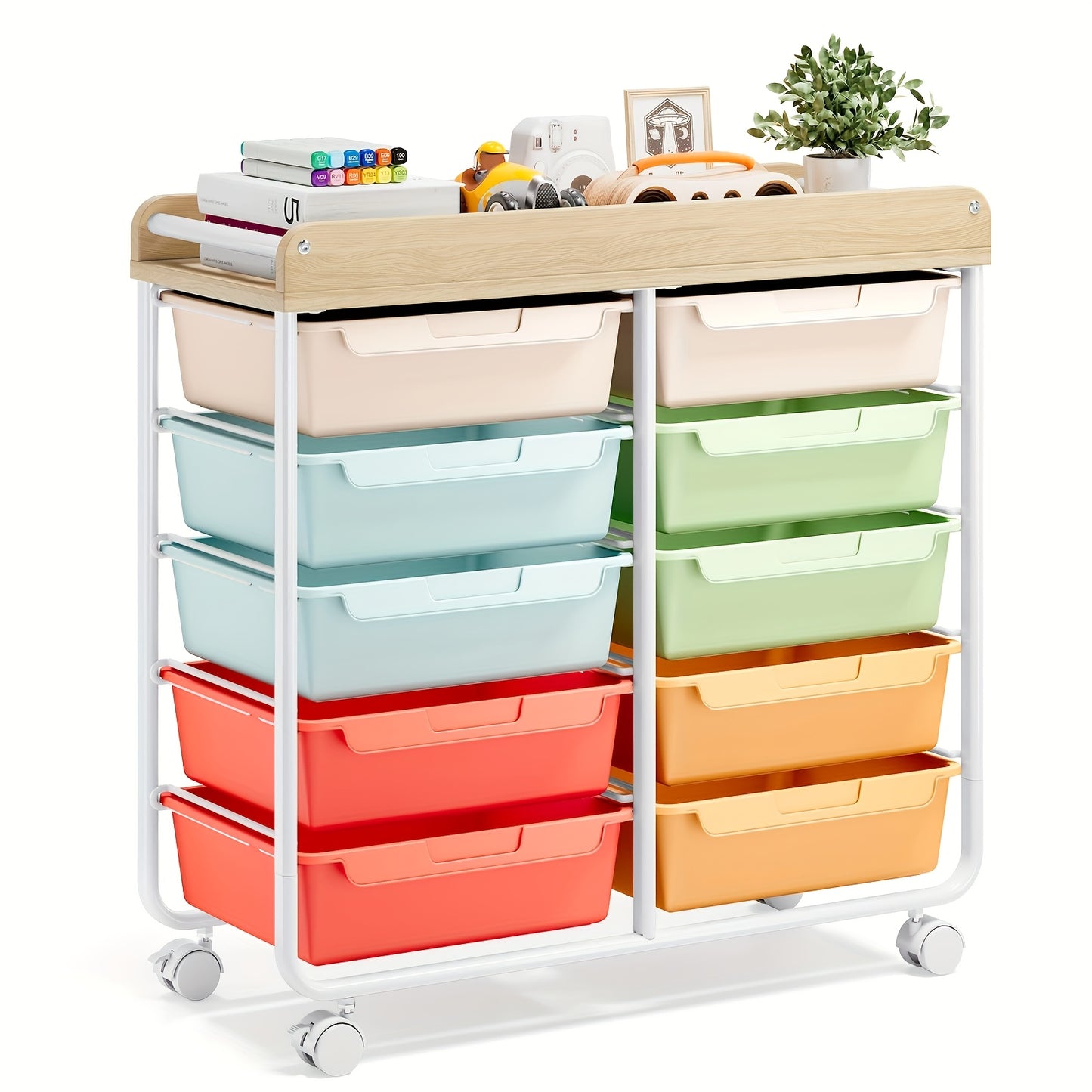 Versatile TOOLF 10-Tier Rolling Storage Cart With Drawers