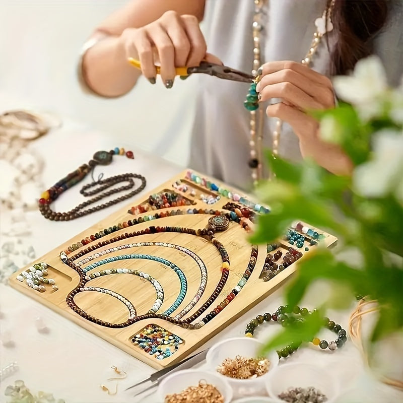 Natural Bamboo Jewelry Board Bead Organizer Tray DIY