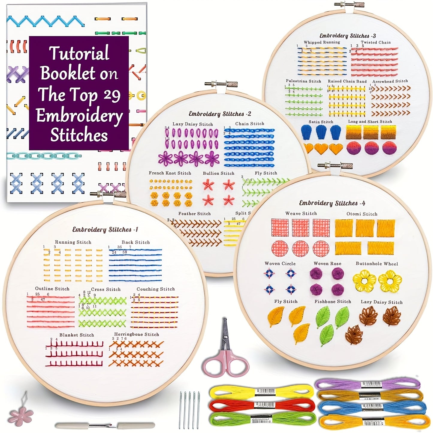 Classic Embroidery Stitches Practice Kit For Beginners