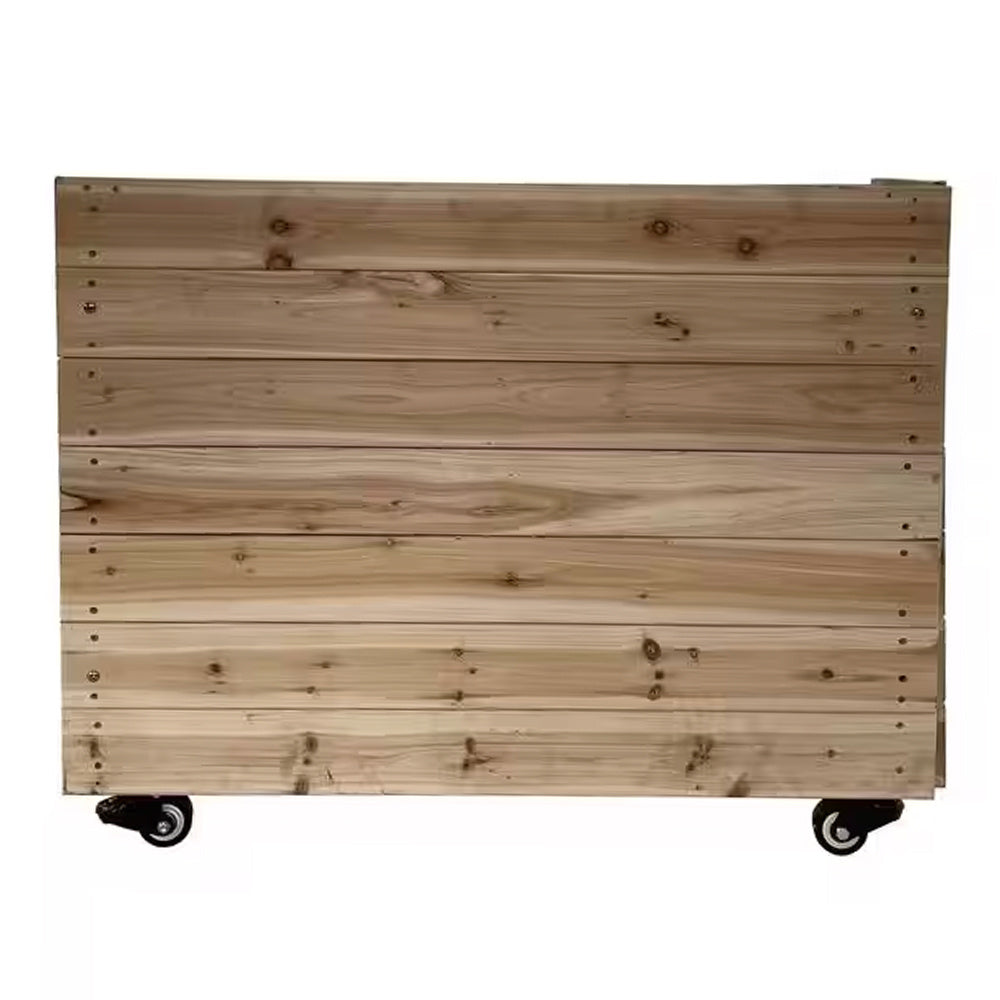 Unfinished Wooden Planter Box With Wheels Garden Bed