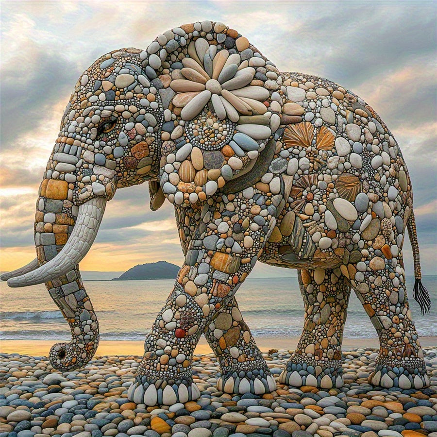 Beach Sunset Pebble Hippo DIY Diamond Painting Kit Gift