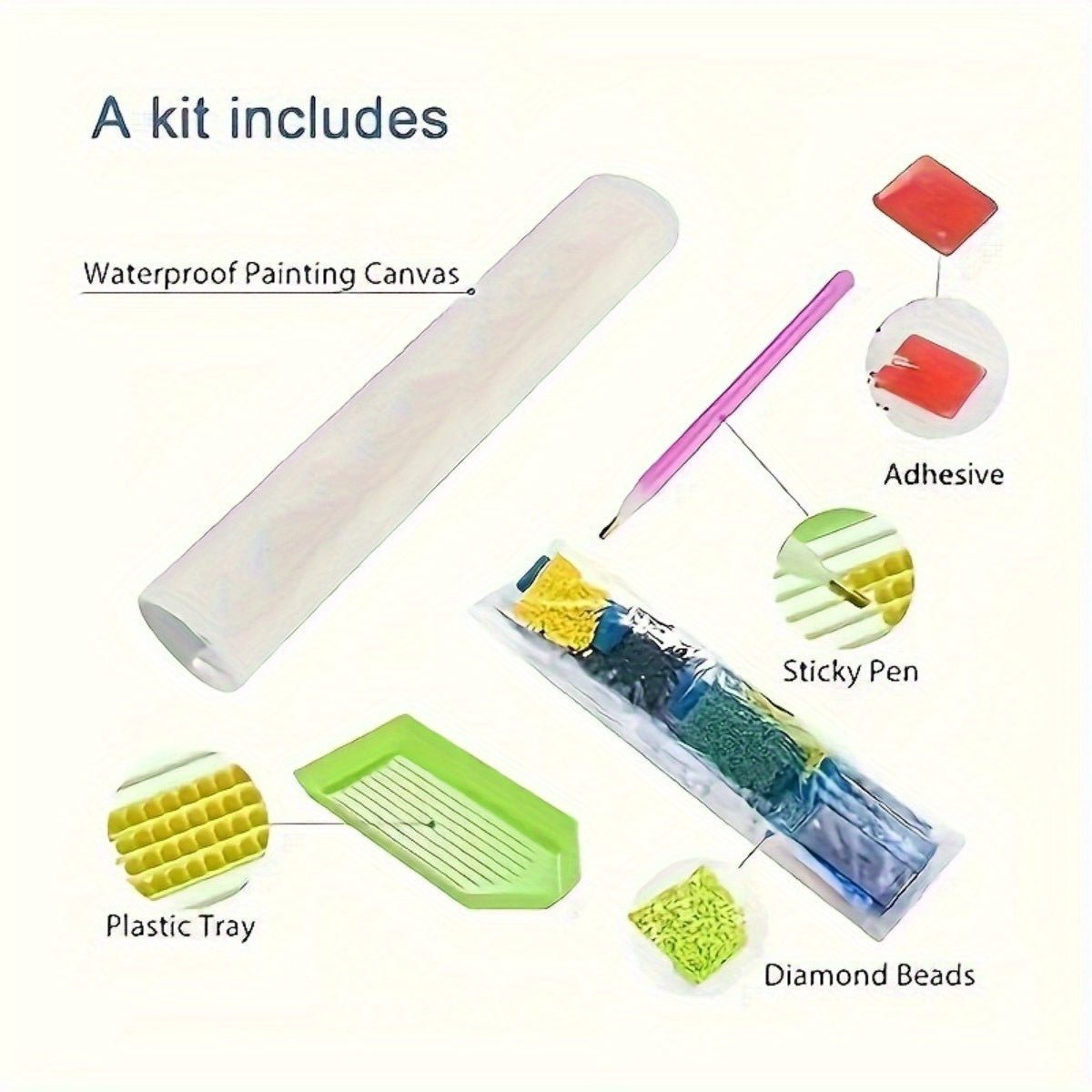 Frameless 5D Diamond Art Painting Kit Round Diamonds