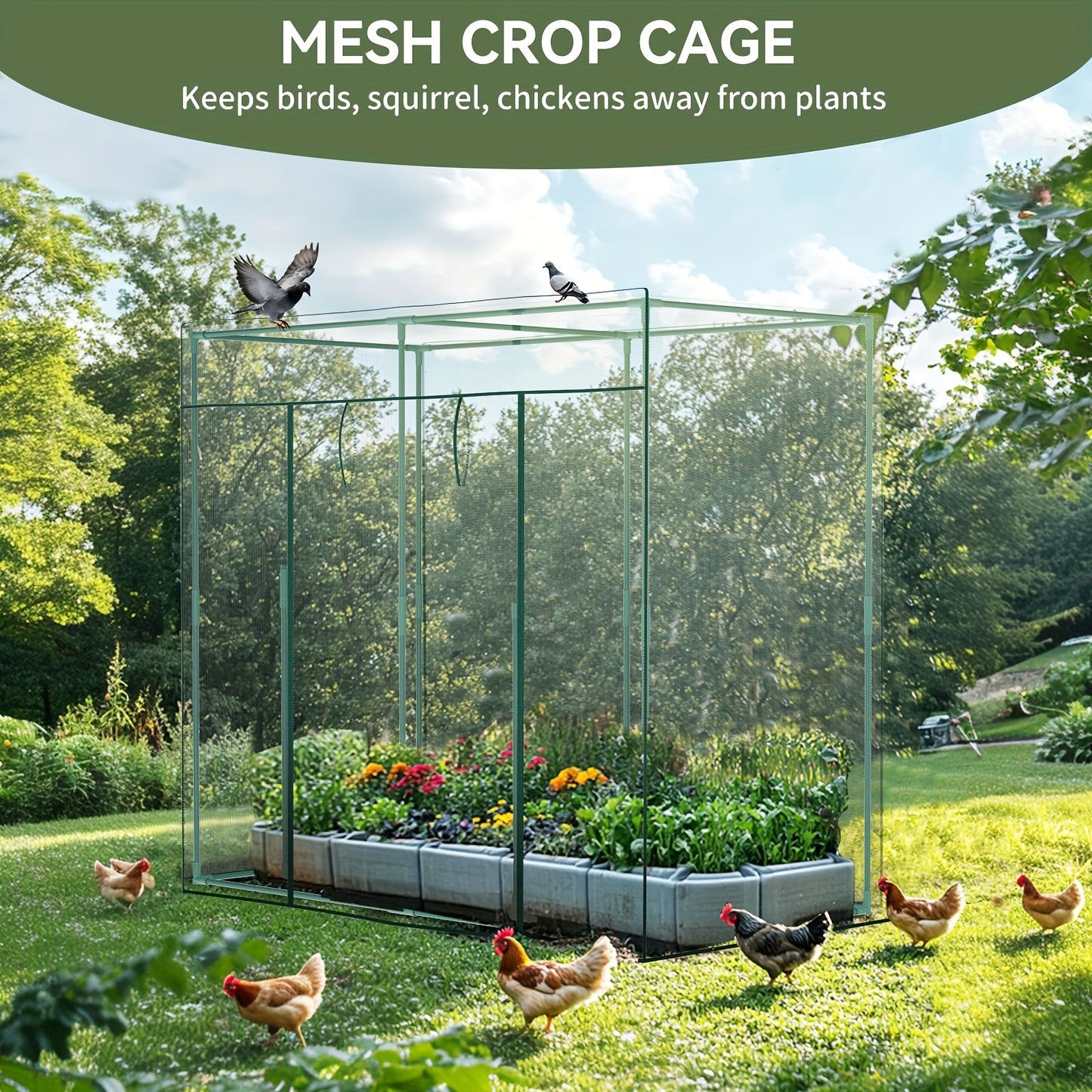 MOPHOTO Heavy Duty Plant Cage Tent With Zippered Door