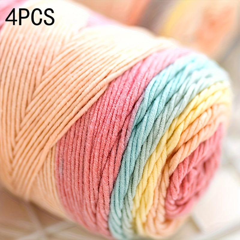 Rainbow Milk Yarn 4 Pack 5 Strands Each For Knitting