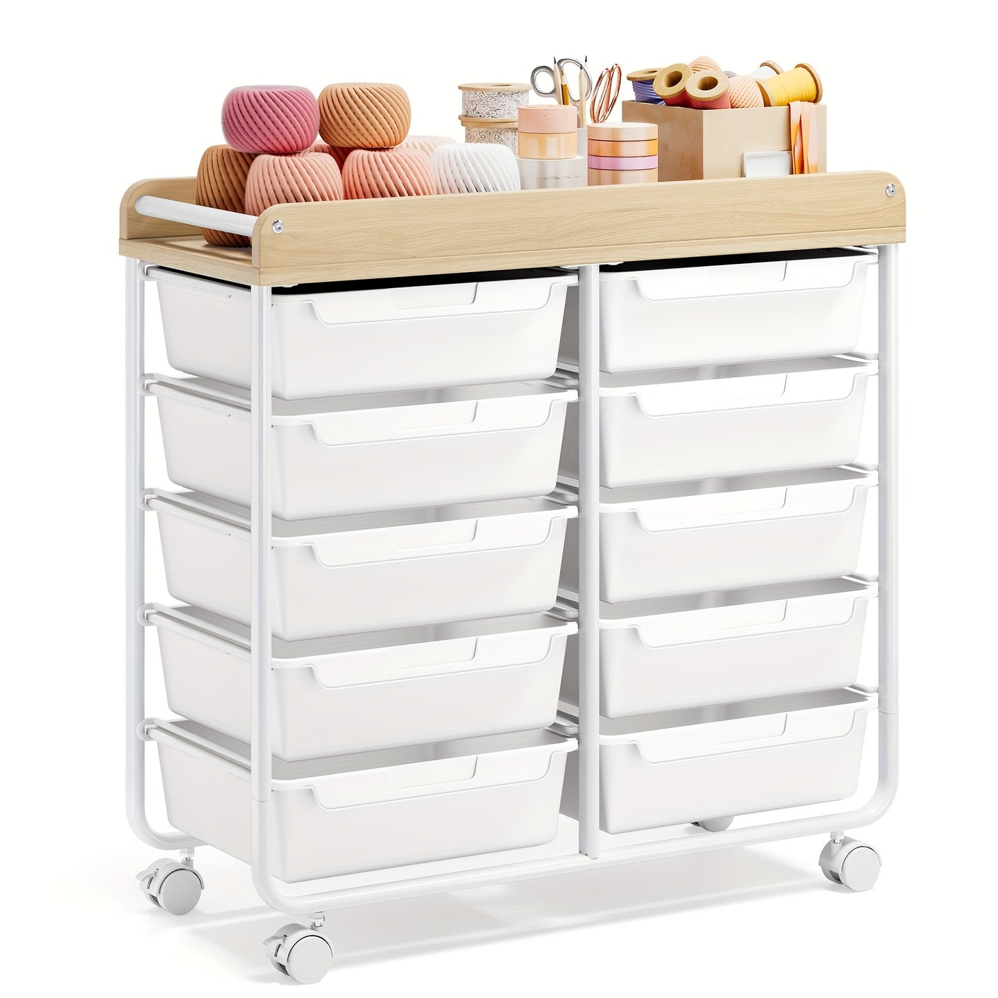 Versatile TOOLF 10-Tier Rolling Storage Cart With Drawers