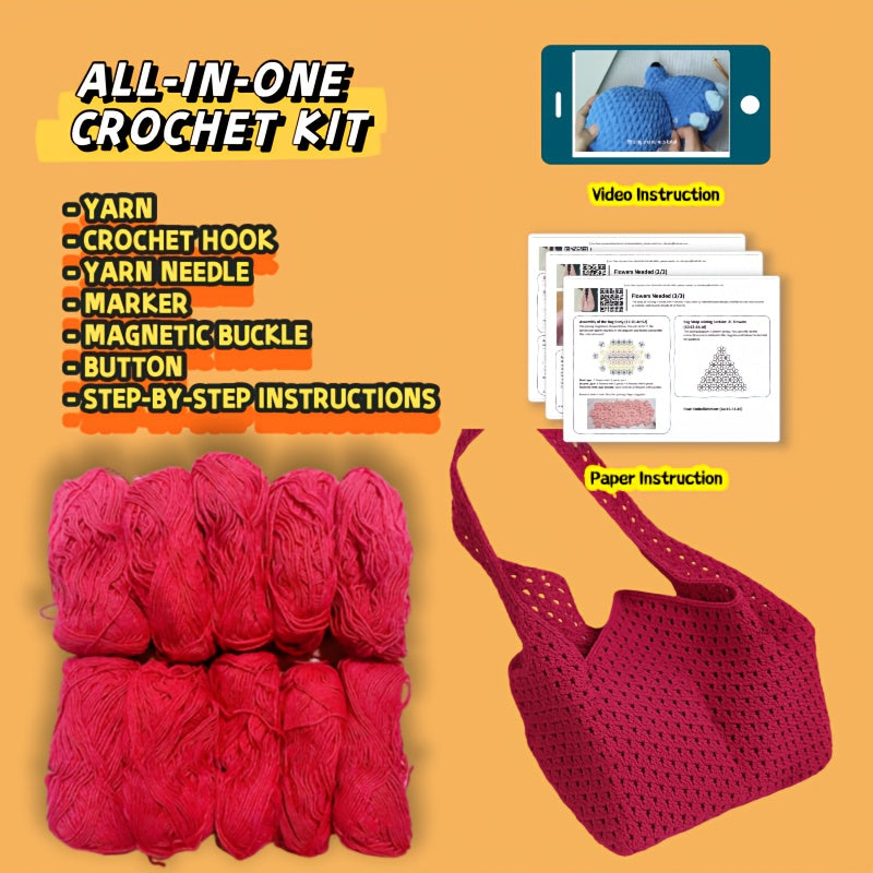 Big Hot Pink Crochet Tote Bag Diy Craft Kit Oversized Gym