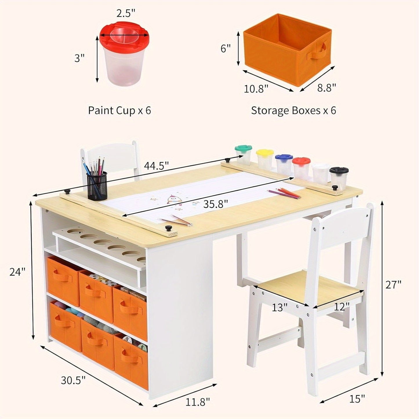 Cuties 4-in-1 Craft Table with Chair and Organizer