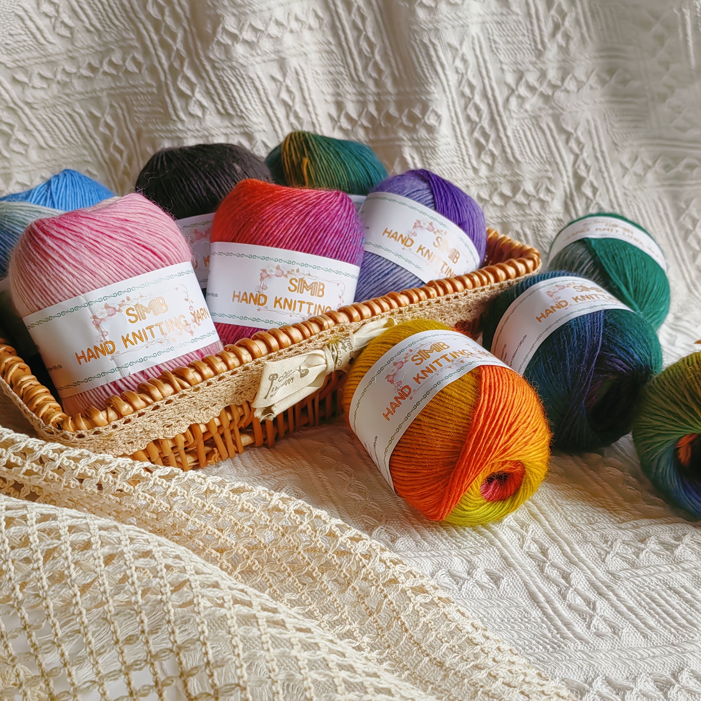 Rainbow Hand Spun 100 Percent Wool Yarn 3 Pack Knitting